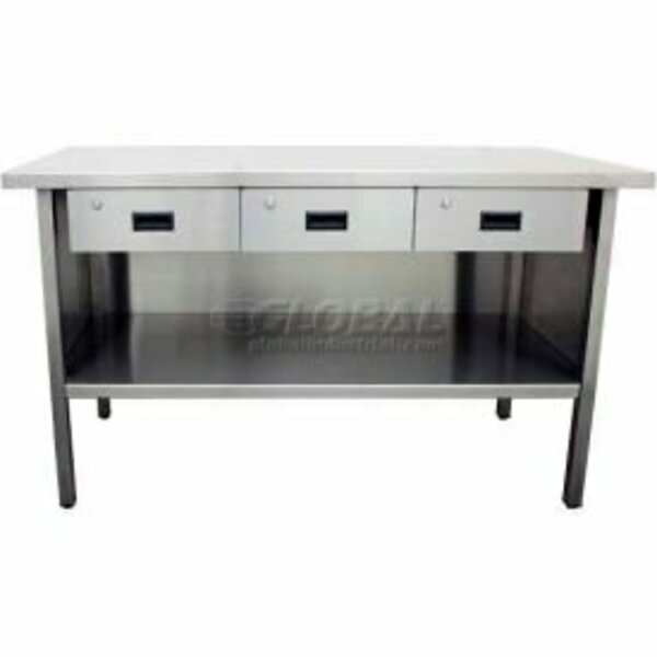 Jamco Jamco 430 Series Stainless Steel Flat Top Workbench, Drawers, 72"W x 30"D VO372QQ